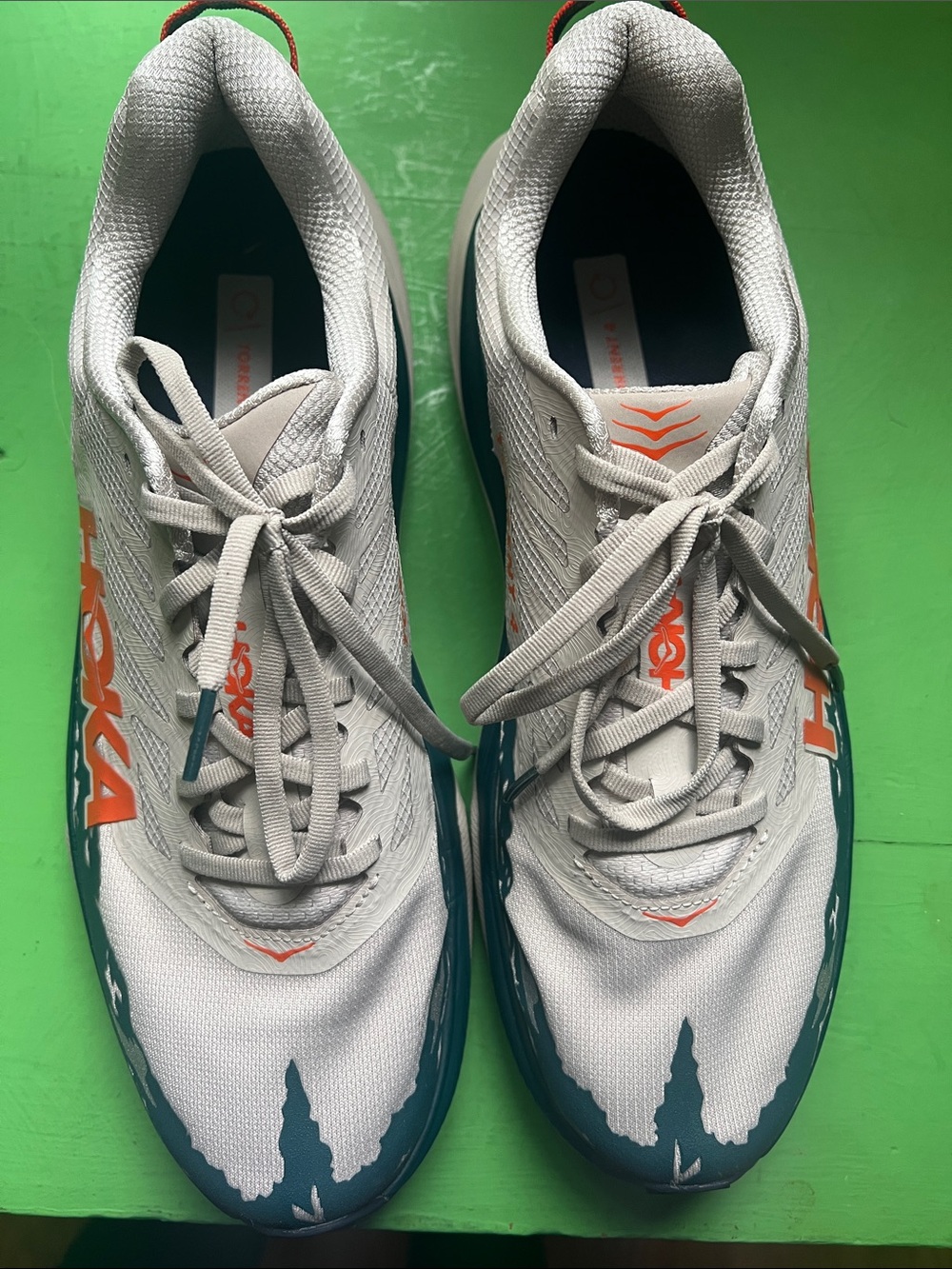 NEW Hoka Lightweight Trainers — White with Teal & Orange Accents- worn once